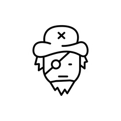 Captain outline icons, pirates minimalist vector illustration ,simple transparent graphic element .Isolated on white background