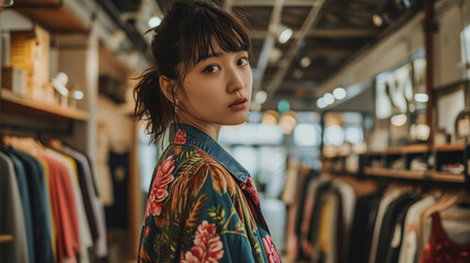 Obraz premium アパレルショップの若い女性スタッフ