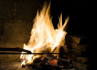 Moving flames at night