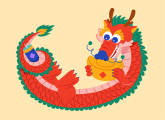 Hand drawn texture CNY dragon
