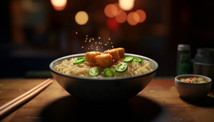A steamed bowl of fresh, healthy, and flavorful Japanese cuisine generated by AI