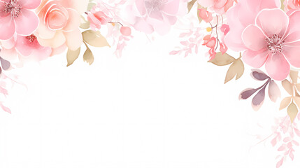 Floral frame with watercolor flowers, decorative floral background pattern