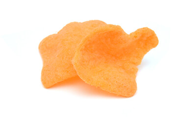 Fresh crunchy crab crackers on white background 