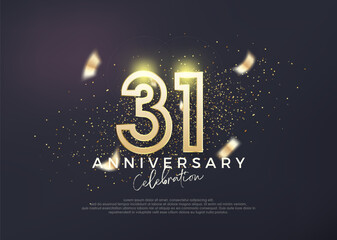Gold line design for 31st anniversary celebration. Premium vector for poster, banner, celebration greeting. - obrazy, fototapety, plakaty