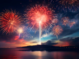 Fireworks in the sky. Australia Day 26th January Celebration concept.