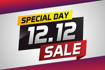 12.12 Special day sale word concept vector illustration with ribbon and 3d style for use landing page, template, ui, web, mobile app, poster, banner, flyer, background, gift card, coupon	