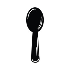 spoon kitchen utensil icon over white background, silhouette style, vector illustration