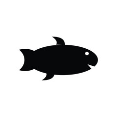 Fish icon isolated on white background. Vector illustration. Eps 10. silhouette design elements with a nature theme. Vector icon symbol in black and white