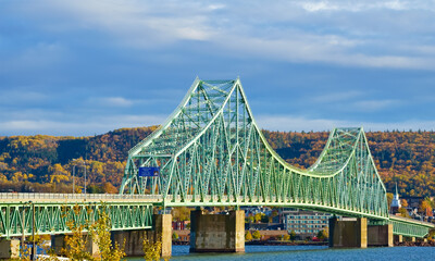 Fototapeta premium Historical steel deck-truss bridge Campbellton NB Canada