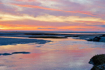 Sunset landscape of Paine’s creek beach Cape Cod MA USA