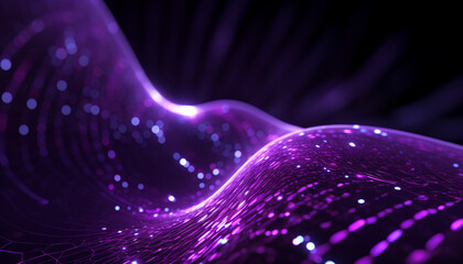 Naklejka premium Abstract futuristic wave pattern in glowing blue and purple generated by AI