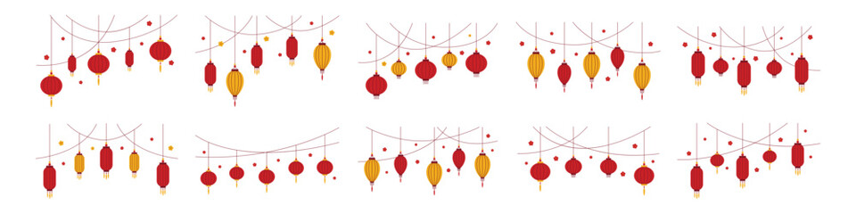 Chinese lantern decoration. Chinese lunar new year festival decorative elements.