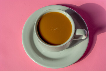 Close up photo of hot coffee mug