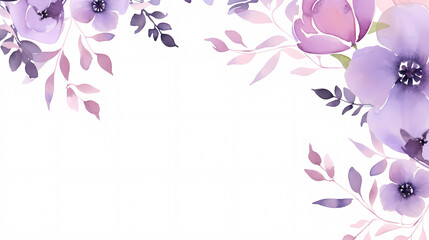Obraz na płótnie Canvas Floral frame with watercolor flowers, decorative floral background pattern