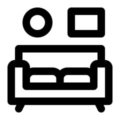 Living room icon with outline style.
