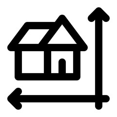 House size icon with outline style.