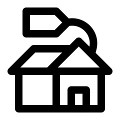House price icon with outline style.