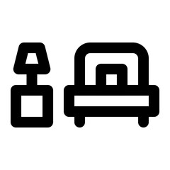 Bedroom icon with outline style.