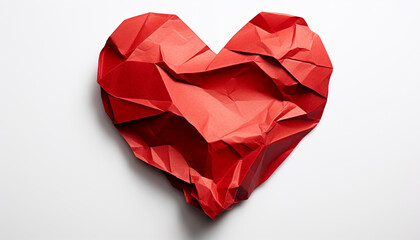 Love and creativity shape a heart of origami generated by AI