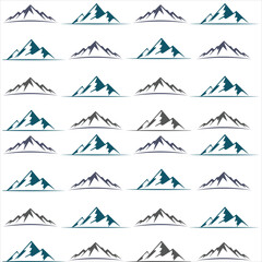 different mountain ranges silhouette collection set