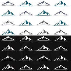 different mountain ranges silhouette collection set