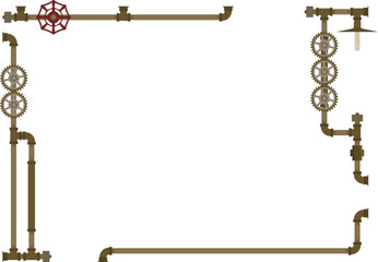 Steampunk plumbing frame Copper material with solid color
