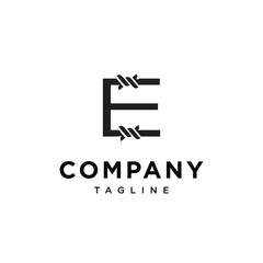 Naklejka premium Letter E Fence Thorns Logo icon vector template.eps