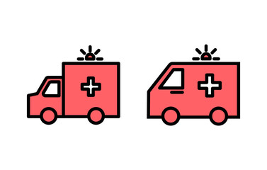 Ambulance icon set illustration. ambulance truck sign and symbol. ambulance car
