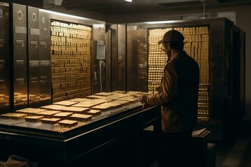 Delivery of gold bars to the bank's vault evokes luxury and prosperity generated by AI. Generative AI