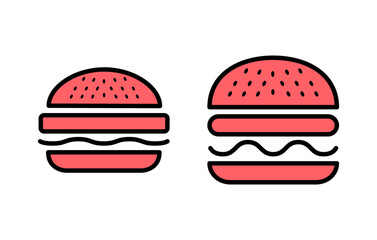 Burger icon set illustration. burger sign and symbol. hamburger