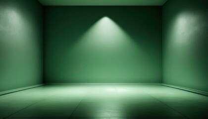 Obraz premium A green neon light with green empty room with wall.