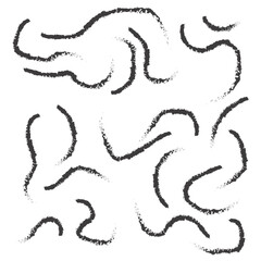 Hand drawn collection of curly swishes, swashes, swoops. Brush curly lines seamless pattern. Pencil squiggles ornament. Vector calligraphy grunge swirls.