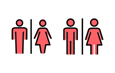 Toilet icon set illustration. Girls and boys restrooms sign and symbol. bathroom sign. wc, lavatory