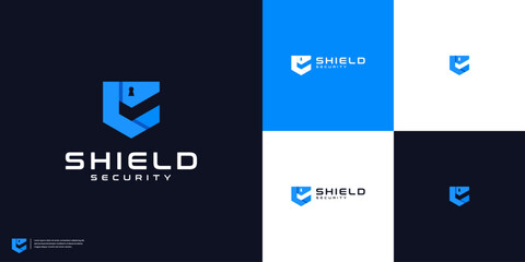 Minimalist shield check logo design inspiration - obrazy, fototapety, plakaty
