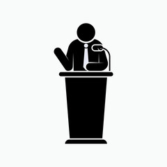 Keynote Speaker Icon. Orator, Spokesman Symbol. 