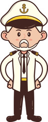 Sticker of Ship's Captain in White Uniform and Sailor's Hat