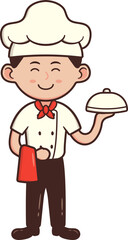 Male Chef in Uniform Carrying Food Sticker