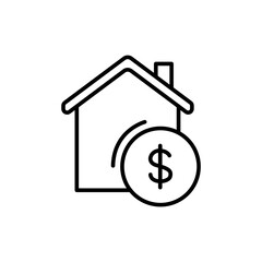House price outline icons, minimalist vector illustration ,simple transparent graphic element .Isolated on white background