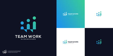 Team work community people logo design inspiration - obrazy, fototapety, plakaty