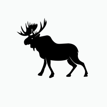 Moose Icon. North America Large Deer Symbol with Palmate Antlers - Vector. 