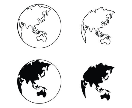 Globe earth icon set in line style