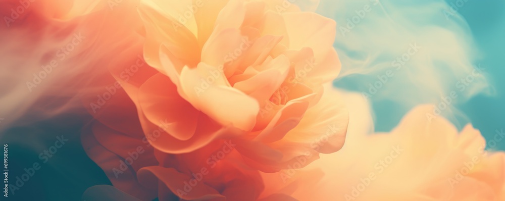 Wall mural abstract romantic beautiful background with flowers for valentine's day holiday. horizontal banner w