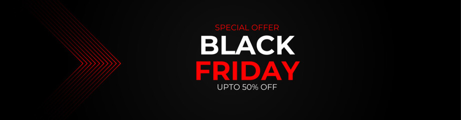 Fototapeta na wymiar Black Friday Sale Horizontal Banner with Dark Shiny Balloons on dark Background with Place for text. 3d black and blue realistic balloons and sale text. cover, banner, website. Vector illustration