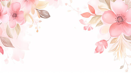 Obraz premium Floral frame with watercolor flowers, decorative floral background pattern