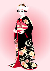 Traditional Japanese Illustration｜伝統的なイラスト|
花嫁｜背景あり