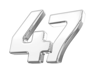 3D Silver Number 47