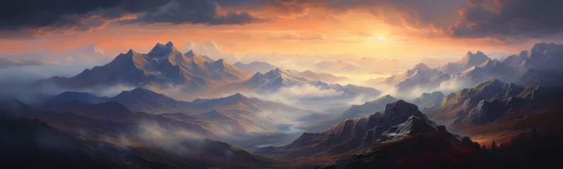 Poster Mountain landscape at sunset © megavectors