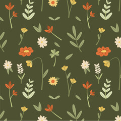 Obraz premium flowers pattern leafs, multicolor, doodle
