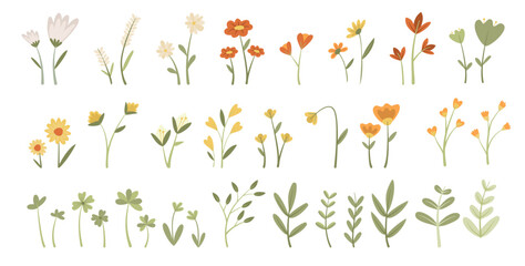 vector flowers simple doodle plants botanical