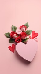 flowers background. Valentine's Day, Birthday, Happy Women's Day, Mother's Day. Flat lay, top view